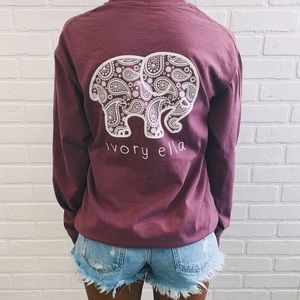 Cute ivory Ella long sleeve maroon shirt. Super comfy